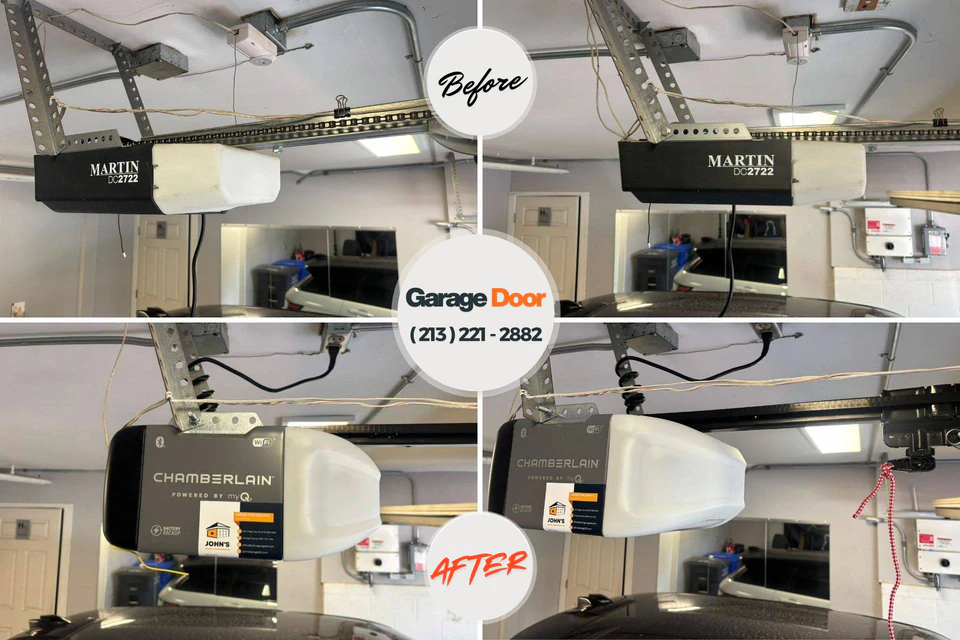 Before and after: garage door repair Alexandria, AL